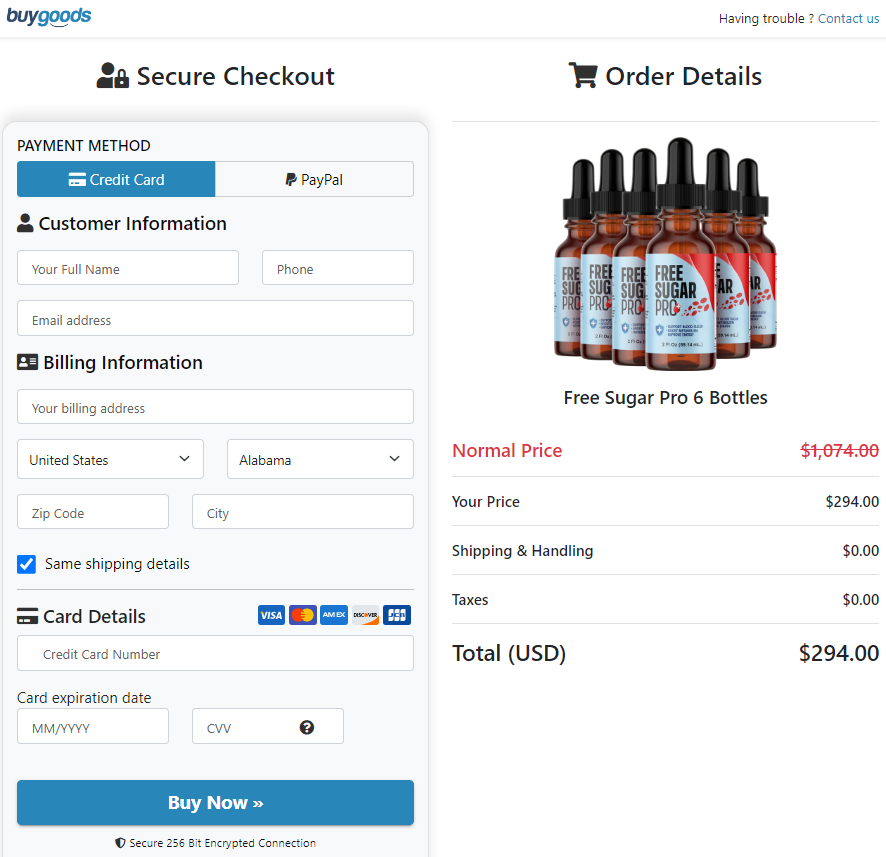 Free sugar pro Payment Page image